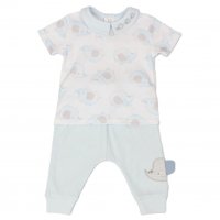E13302:  Baby Boys Elephant T-Shirt & Ribbed Jog Pant Outfit (0-6 Months)